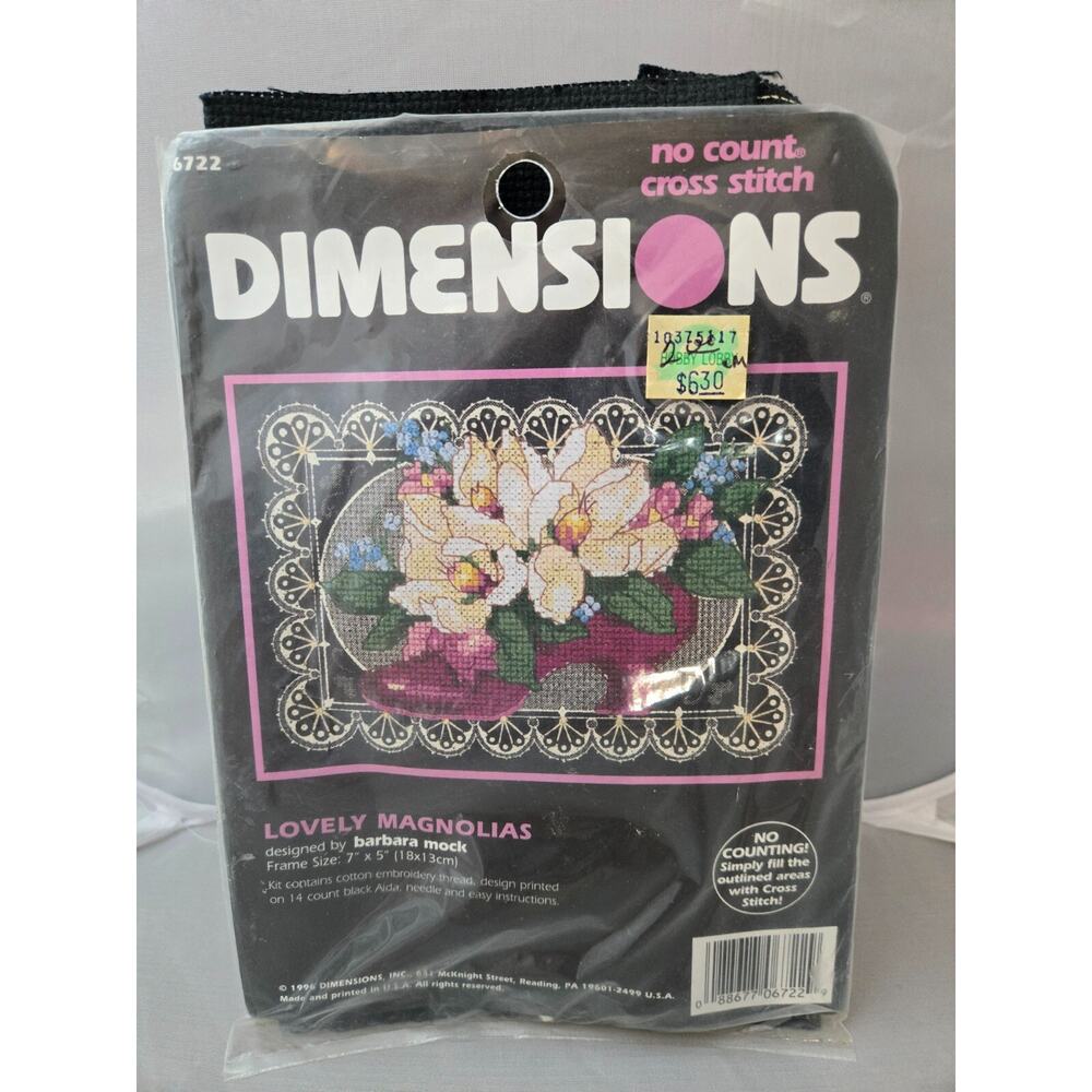 Vintage 1996 Dimensions Lovely Magnolias Stitch Kit Barbara Mock